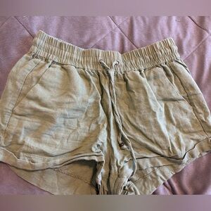 Casual Olive Green Drawstring Shorts